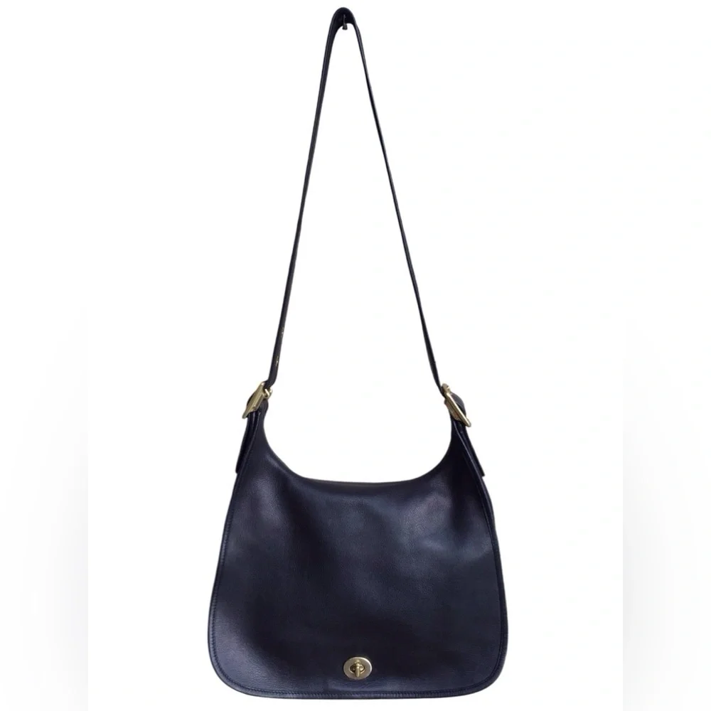COACH Vintage Legacy Crescent Black Leather Flap Bag
